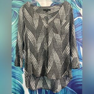 Fred David Black and White Chevron Blouse